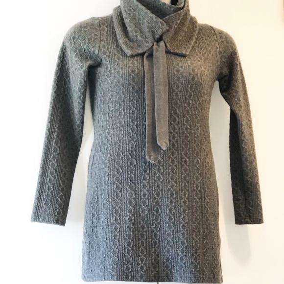 EUC Unique Turtle Neck Wrap Grey Tunic Sweater Size S - Picture 12 of 16